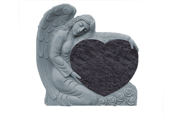 ANG093CABB.png Small Angel Holding Heart 2-2.5x0-6x2-8.5 P5 Bahama Blue Fully Carved Angel w/ Roses - Image 1