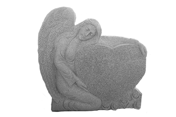 ANG093CALG.png Small Angel Holding Heart 2-2.5x0-6x2-8.5 AP China Grey Fully Carved Angel w/ Roses - Image 1