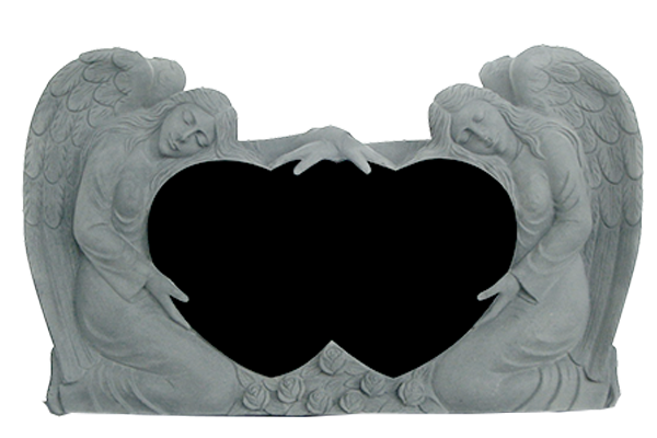 ANG104CACB.png Double Angel Holding Hearts 4-2x0-8x2-6 AP Jet Black Fully Carved Angels w/ Roses DNR! Use ANG104CAJB - Image 1