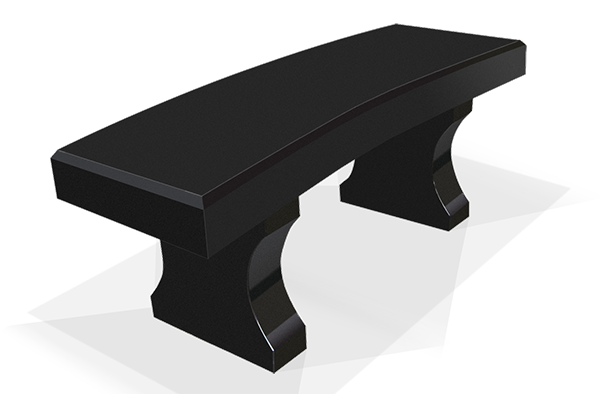 BEN085APJB.png Curved Bench w/ Chamfers 4-0x1-4x0-4 AP Jet Black (2) Curved Legs 1-2x0-4x1-2 3" Curve on Seat, Cut From 19" Block - Image 1