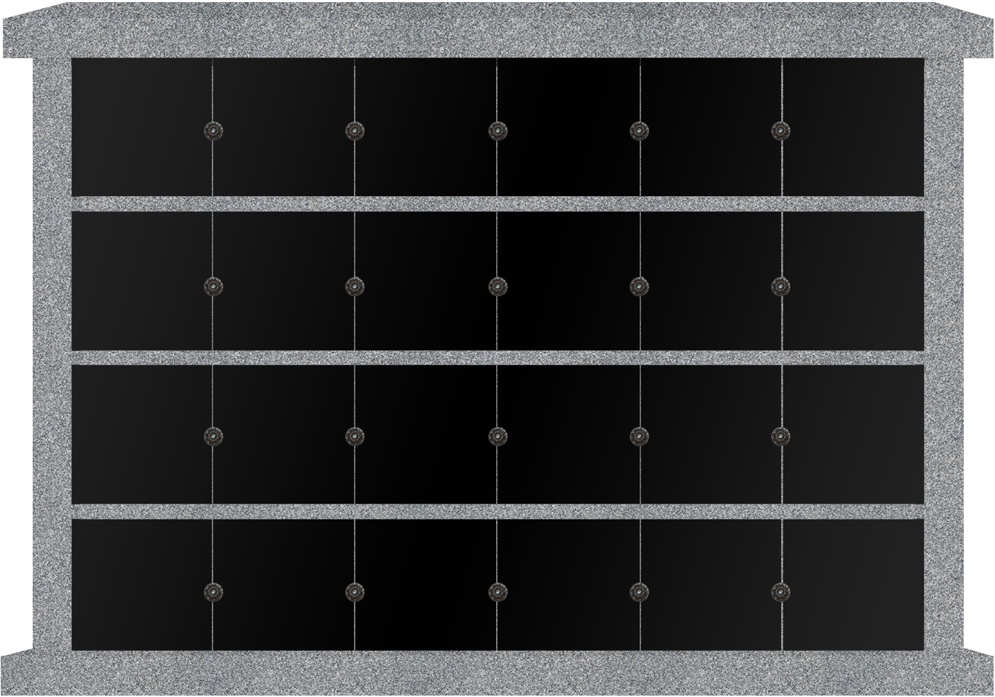 COL153CGJB24.png 24 Niche Horizontal 1-sided Columbarium6-7x1-6x4-11 China Grey Walls/Jet Black Doors; 6x4 Niches Includes Rosettes, Key & 2 Extra Niche Doors CFS-E-025 - Image 1