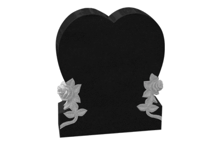 Single Heart with Flowers 2-0x0-6x2-4 AP Jet Black