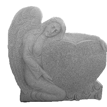 Small Angel Holding Heart 2-2.5x0-6x2-8.5 AP China Grey Fully Carved Angel w/ Roses