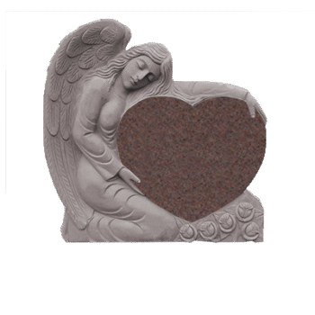 Large Angel Holding Heart 3-0x0-8x3-0 AP China Pink Fully Carved Angel w/ Roses
