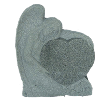 Large Angel Holding Heart 3-0x0-8x3-0 AP China Grey Fully Carved Angel w/ Roses