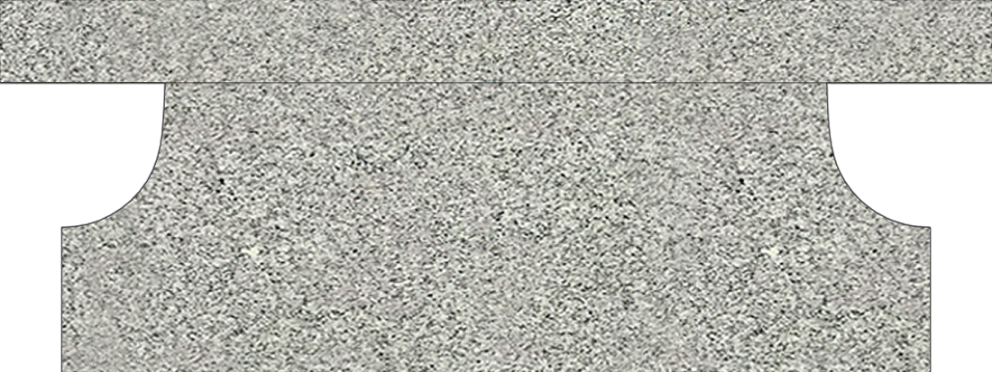 BEN148APLG_4CORE.png * Cremation Pedestal Bench 4-0x1-2x0-4 AP China Grey Pedestal 3-6x0-10x1-2 w/ (4) 6"x10" Core Holes - Image 1