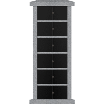 12 Niche Vertical Columbarium 2-10x2-1.5x7-3 China Grey/JB China Grey Walls/Jet Black Doors; 1 Sided, 2x6 Niches Includes Rosettes, Key & 2 Extra Niche Doors CFS-L-SY-352