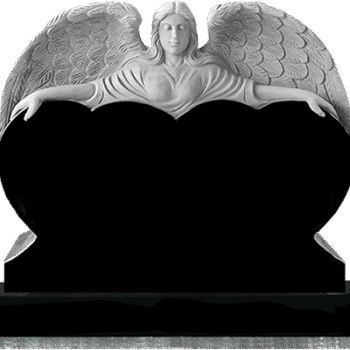 Design 25777 Angel Over Hearts 4-0x0-8x3-0 AP Jet Black Fully Carved Angel Holding Double Heart