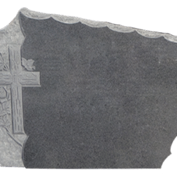 Design 62009 4-0x0-6x2-4 P2/BRP Dark Cloud Grey Scalloped Edges, Rock Pitching Next to Cross & Flowers Back Flat Polished