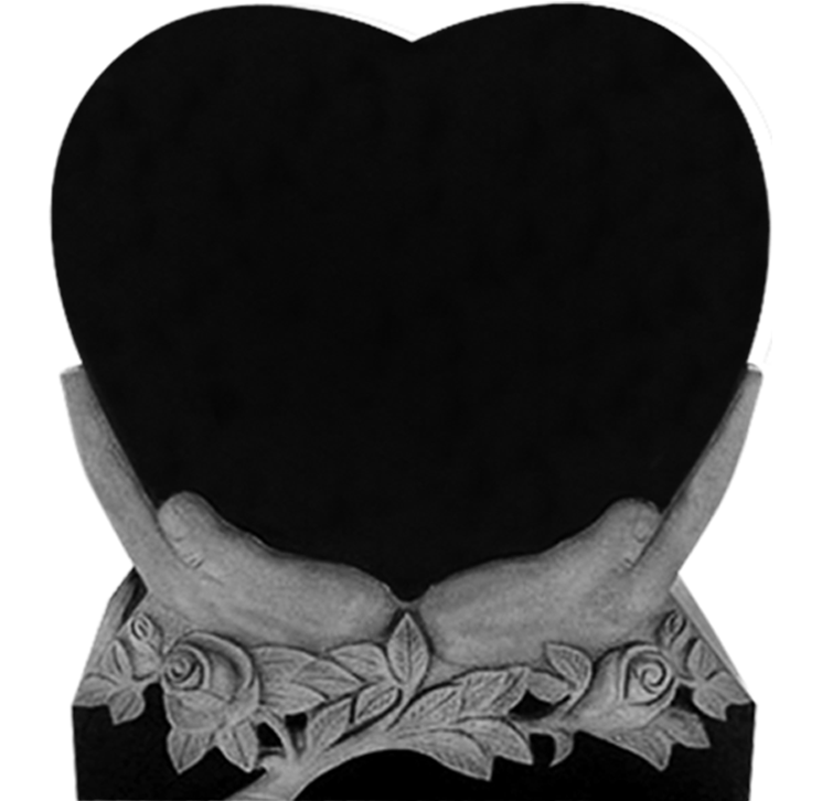 HHT210CAJB.png Hands Holding Heart (Design 40023) 2-0x0-8x2-6 AP Jet Black Carved Hand and Flowers - Image 1